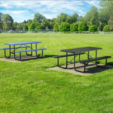 6 ft Metal Picnic Tables for Outdoors, Rectangle Coated Steel Patio Furniture Set