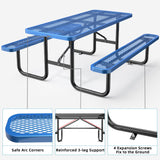 6 ft Metal Picnic Tables for Outdoors, Rectangle Coated Steel Patio Furniture Set