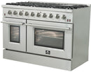 FORNO Appliance Package - 48" Gas Range, Range Hood, 36" Refrigerator, Dishwasher, Microwave Drawer, Wine Cooler, AP-FFSGS6244-48-19