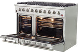 FORNO Appliance Package - 48 Inch Gas Range, Wall Mount Range Hood, Microwave Drawer, Dishwasher, AP-FFSGS6244-48-6