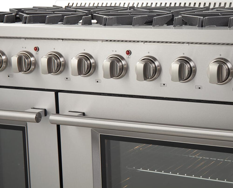 FORNO Appliance Package - 48" Gas Range, 48" Range Hood, 48" Refrigerator, AP-FFSGS6244-48-10