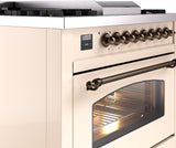ILVE Nostalgie II 36-Inch Freestanding Natural Gas Dual Fuel Range in Antique White with Bronze Trim (UP36FNMPAWB)