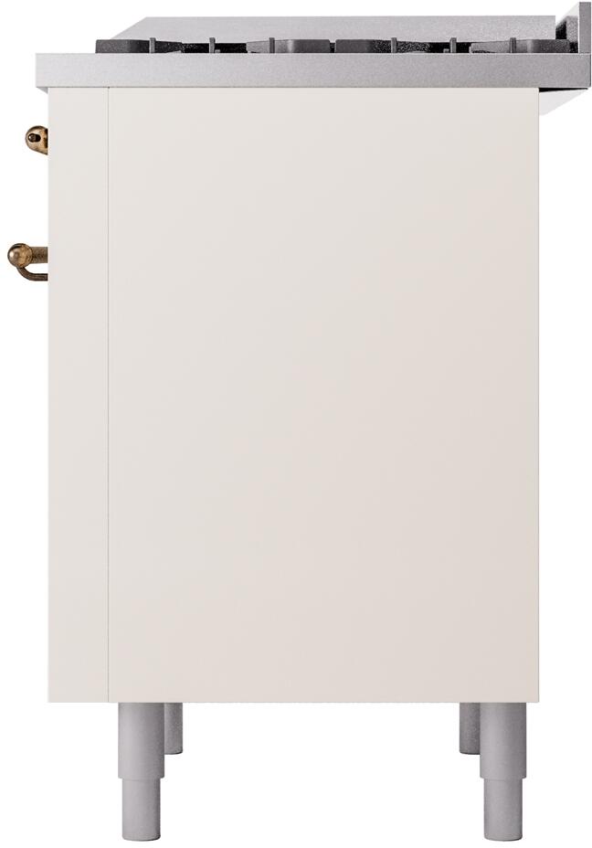 ILVE Nostalgie II 36-Inch Freestanding Natural Gas Dual Fuel Range in Antique White with Bronze Trim (UP36FNMPAWB)