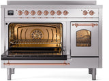 ILVE Nostalgie II 48-Inch Freestanding Electric Induction Range in Stainless Steel with Copper Trim (UPI486NMPSSP)