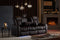 Valencia Tuscany Luxury Console Leather Home Theater Seating Row of 3 Dropdown Center, Onyx