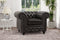 Valencia Parma Full Aniline Leather Chesterfield Single Sofa Accent Chair, Black