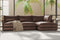 Valencia Serena Leather Three Seats with Right Chaise Sectional Sofa, Brown