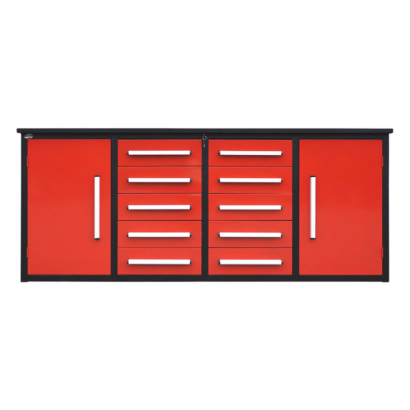 7ft Heavy Duty Workbench with 10 Drawers & 2 Cabinets