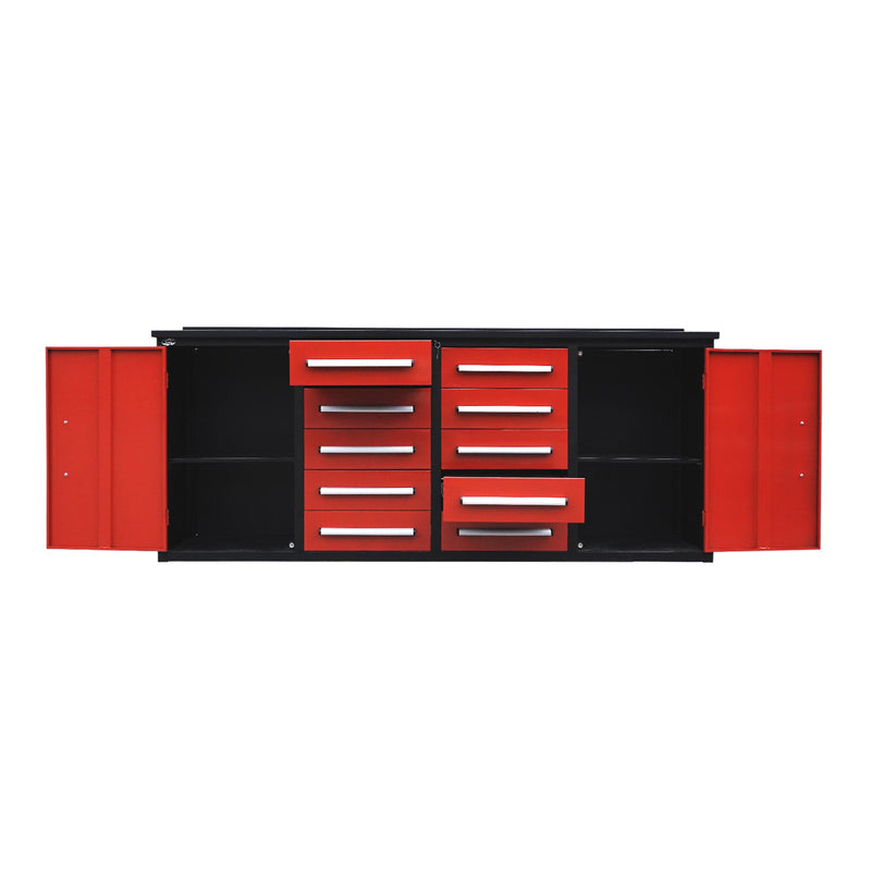7ft Heavy Duty Workbench with 10 Drawers & 2 Cabinets