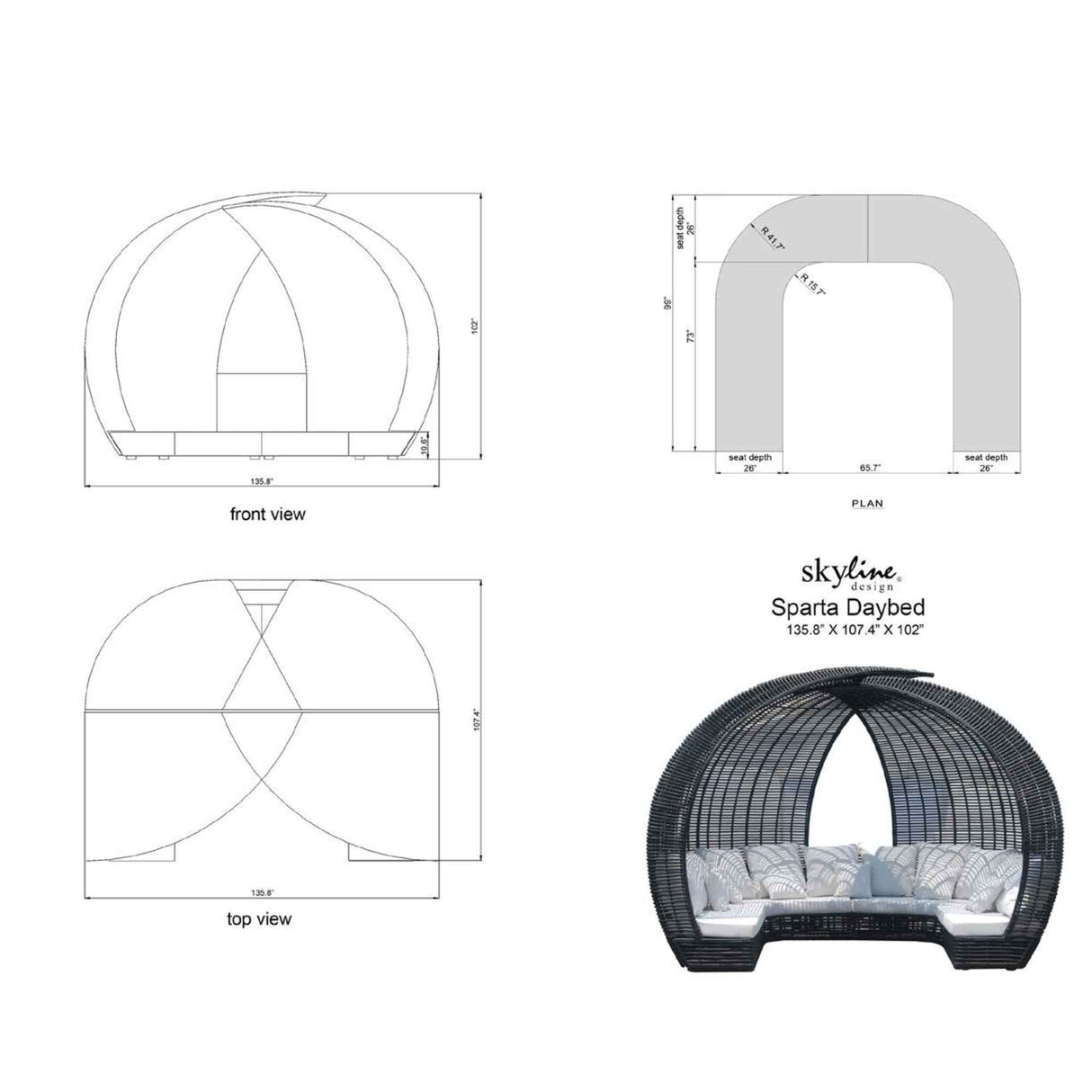 Sparta Daybed with Sunbrella Cushion