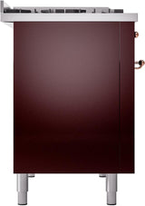 ILVE Nostalgie II 48-Inch Freestanding Natural Gas Dual Fuel Range in Burgundy with Copper Trim (UP48FNMPBUP)