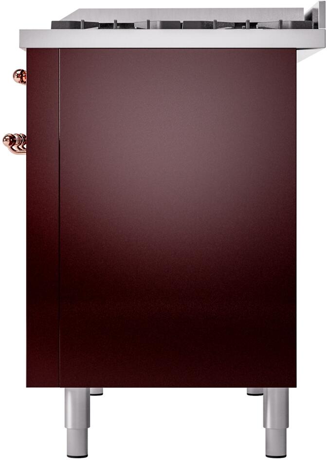 ILVE Nostalgie II 48-Inch Freestanding Natural Gas Dual Fuel Range in Burgundy with Copper Trim (UP48FNMPBUP)