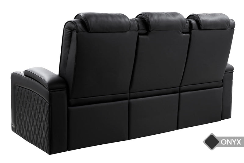 Valencia Oslo Luxury Console Home Theater Seating Console Row of 3 Dropdown Center, Onyx