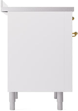ILVE Nostalgie II 36-Inch Limited Edition Induction Range in White with Brass Trim (UPI366NMPWHG)