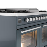 ILVE Professional Plus II 40-Inch Freestanding Natural Gas Dual Fuel Range with 6 Sealed Burner in Blue Grey (UPD40FWMPBG)