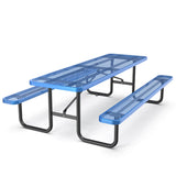 8 ft Metal Picnic Tables for Outdoors, Rectangle Coated Steel Patio Furniture Set