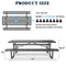 8 ft Metal Picnic Tables for Outdoors, Rectangle Coated Steel Patio Furniture Set