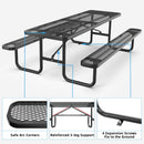 8 ft Metal Picnic Tables for Outdoors, Rectangle Coated Steel Patio Furniture Set