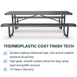 8 ft Metal Picnic Tables for Outdoors, Rectangle Coated Steel Patio Furniture Set