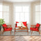 8PCS Patio Rattan Furniture Set With Acacia Wood Frame & Cushioned Sofa Chairs (97415280)