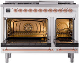 ILVE Nostalgie II 48-Inch Dual Fuel Freestanding Range in White with Copper Trim (UP48FNMPWHPLP)