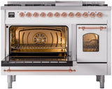 ILVE Nostalgie II 48-Inch Dual Fuel Freestanding Range in White with Copper Trim (UP48FNMPWHPLP)