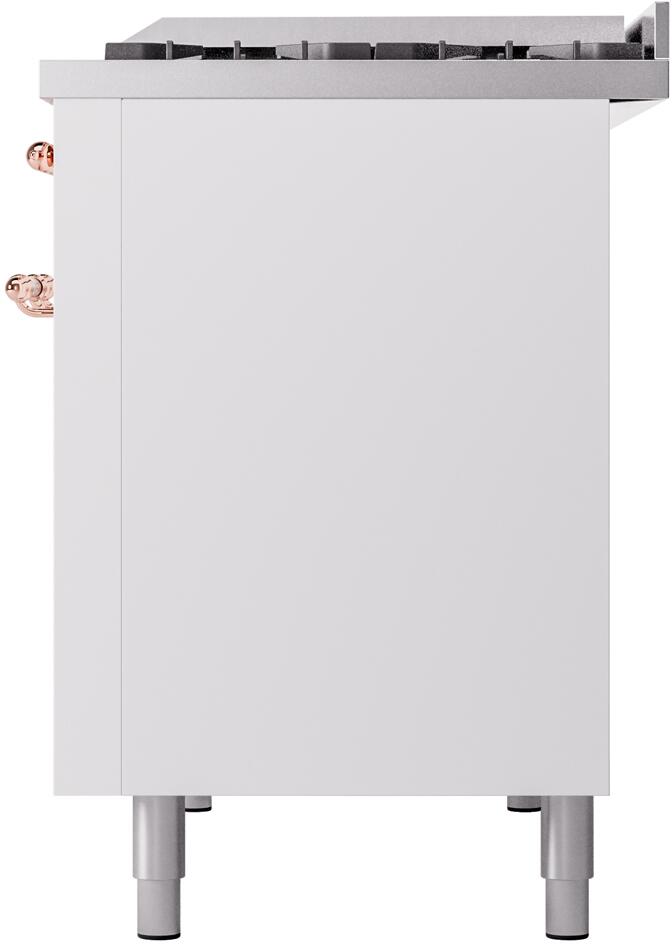 ILVE Nostalgie II 48-Inch Dual Fuel Freestanding Range in White with Copper Trim (UP48FNMPWHPLP)