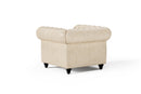 Valencia Parma Full Aniline Leather Chesterfield Single Sofa Accent Chair, Antique White