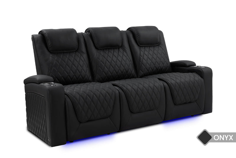 Valencia Oslo Luxury Console Home Theater Seating Console Row of 3 Dropdown Center, Onyx