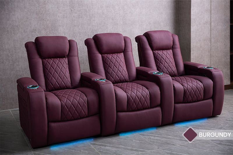 Valencia 2025 New Tuscany Ultimate Luxury Leather Home Theater Seating Row of 2, Onyx