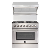 FORNO Appliance Package- 36 Inch Dual Fuel Range, Wall Mount Range Hood, AP-FFSGS6156-36