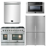 FORNO Appliance Package - 48" Dual Fuel Range, Dishwasher, 48" Refrigerator, Microwave Drawer, AP-FFSGS6156-48-12