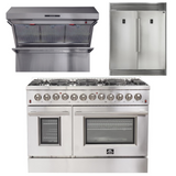 FORNO Appliance Package - 48 Inch Dual Fuel Range, Wall Mount Range Hood, 60 Inch Refrigerator, FBDL-017-02US