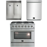 FORNO Appliance Package - 36 Inch Gas Range, Dishwasher, 60 Inch Refrigerator, AP-FFSGS6244-36-5