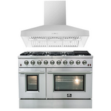 FORNO Appliance Package - 48" Gas Range, Wall Mount Range Hood, AP-FFSGS6244-48-15