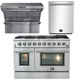 FORNO Appliance Package - 48 Inch Gas Range, Wall Mount Range Hood, Dishwasher, AP-FFSGS6244-48-2