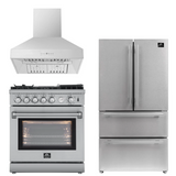 FORNO Appliance Package - 30" Gas Range with Airfryer, Range Hood, 36" Refrigerator, AP-FFSGS6276-30-10