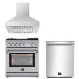 FORNO Appliance Package - 30" Gas Range, 30" Range Hood, Dishwasher, AP-FFSGS6276-30-W-2