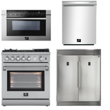 FORNO Appliance Package - 30" Gas Range, 60" Refrigerator, Dishwasher, Microwave Drawer, AP-FFSGS6276-30-W-7