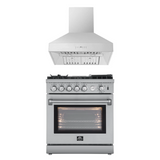 FORNO Appliance Package - 30" Gas Range, 30" Range Hood, AP-FFSGS6276-30-W