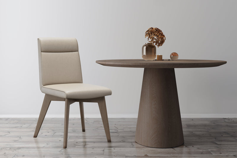 Valencia Aileen Top Grain Leather Dining Chair, Beige (Set of 2)