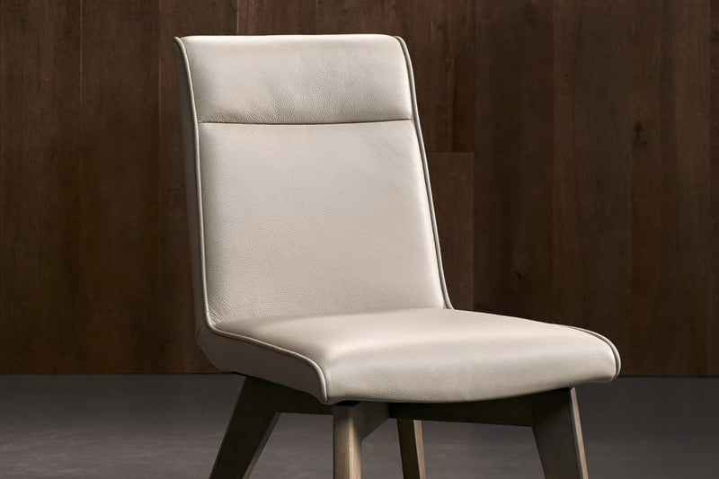 Valencia Aileen Top Grain Leather Dining Chair, Beige (Set of 2)