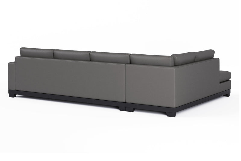 Valencia Aine Top Grain Leather Four Seats with Left Chaise Sofa, Charcoal Grey