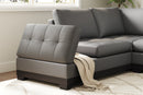 Valencia Aine Top Grain Leather Four Seats with Left Chaise Sofa, Charcoal Grey