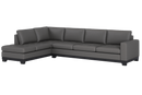 Valencia Aine Top Grain Leather Four Seats with Left Chaise Sofa, Charcoal Grey