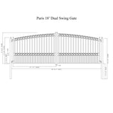 18'x6' Steel Dual Swing Driveway Gate - PARIS Style