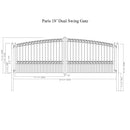 18'x6' Steel Dual Swing Driveway Gate - PARIS Style