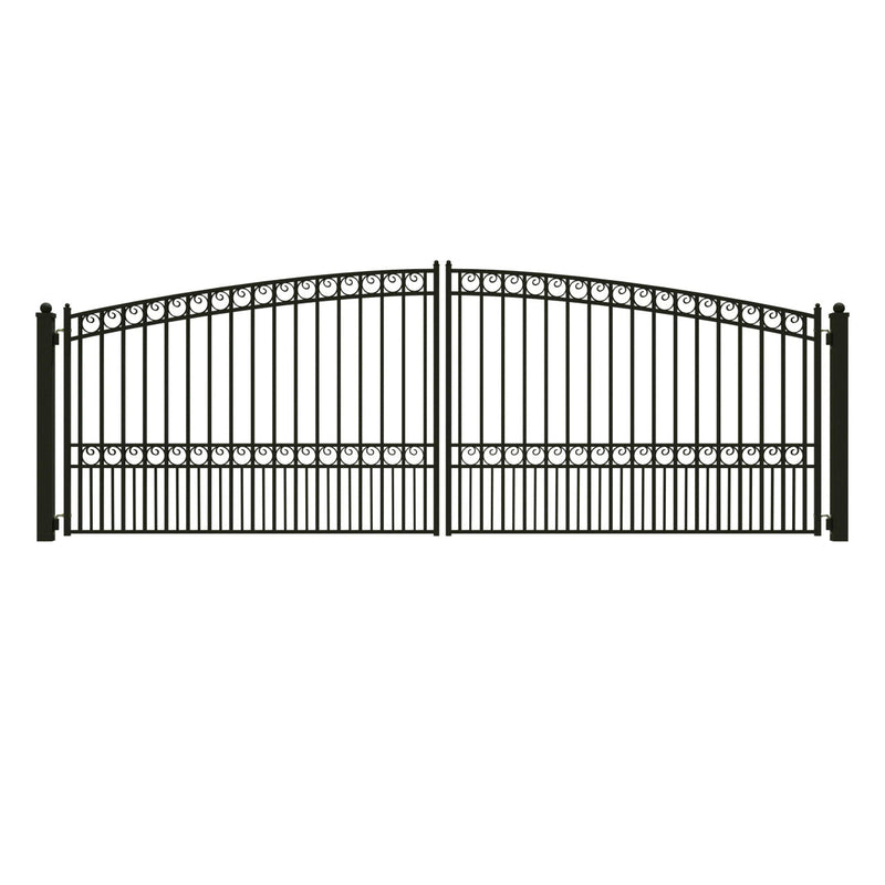 18'x6' Steel Dual Swing Driveway Gate - PARIS Style