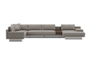 Valencia Alessandro Top Grain Leather Modular Sectional Right Chaise Sofa, Modern Grey