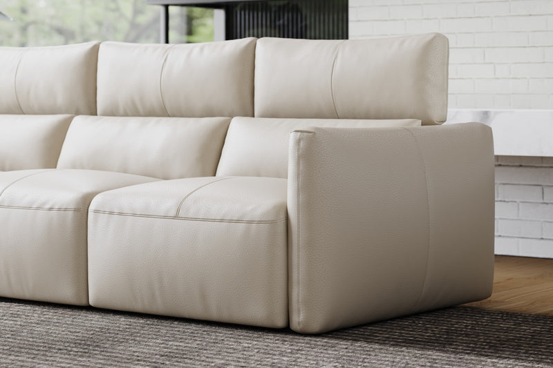 Valencia Alessia Leather Three Seats Recliner Sofa, Beige